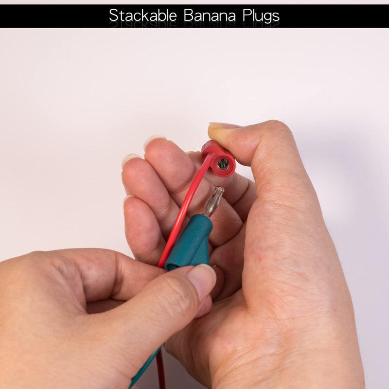[Australia - AusPower] - Test Hook Clips 4mm Stackable Banana Plug to Minigrabber Cable Wire Leads for Multimeter Electrical Testing(5 PCS) 
