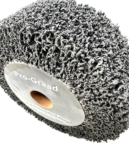 Pro-Graad black 6-inch x 2-inch 40-grit Strip & Clean non-woven flap brush wheel with 1-inch arbor hole