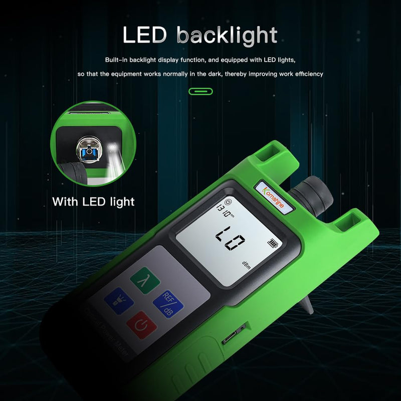 [Australia - AusPower] - -70+10dBm + 7 Wavelengths 850/980/1300/1310/1490/1550/1625nm LED Built in Optic Fiber Power Meter KomShine KPM-35 FTTX Cable Tester OPM with Automatic Calibration Support 
