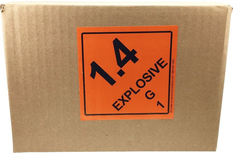Hazard Class 1 D.O.T. Explosives 1.4G Labels, 4 x 4 Inch Square Orange and Black Hazmat Stickers, 500 Total Adhesive Labels on a Roll for Shipping and Compliance – Made in the USA