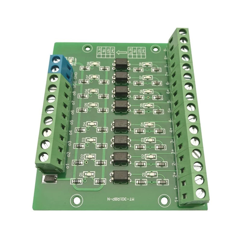 DONGKER Optocoupler Isolated Module,DC 24V to 5V 8-Channel Optocoupler Relay Module PLC-PNP Signal Converter