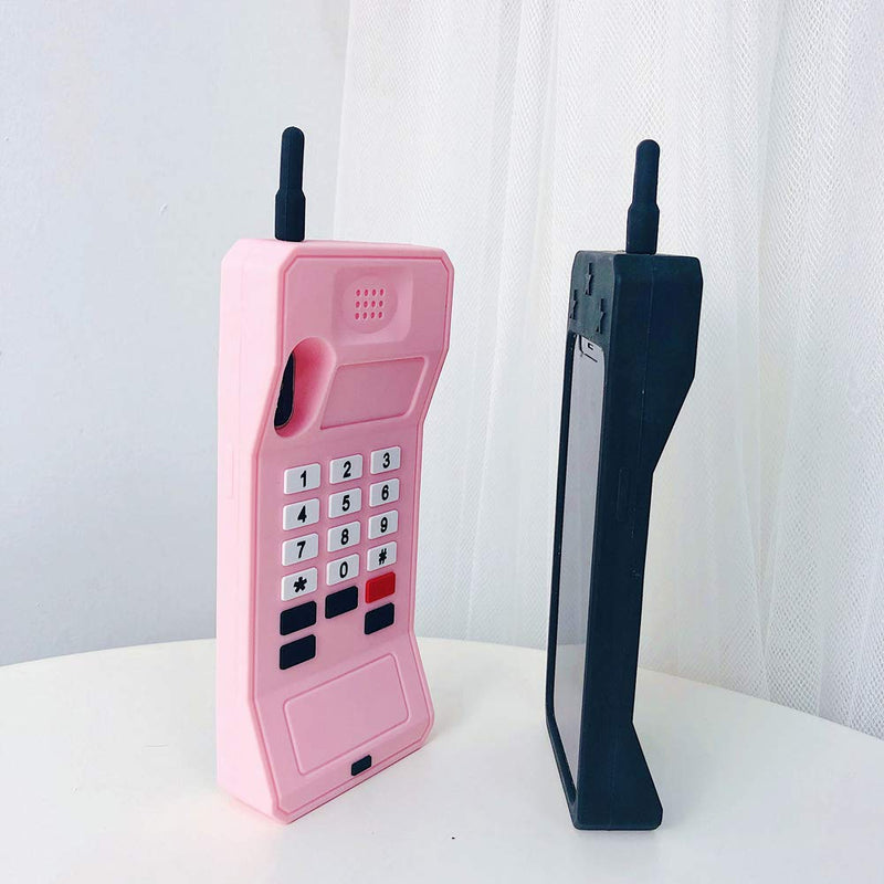 [Australia - AusPower] - UnnFiko 3D Silicone Case Compatible with iPhone 14 Pro Max, Retro Classic Creative Soft Rubber Bumper Cover Cool Fun Thick Protective Stand Case (Retro Cellphone Pink, iPhone 14 Pro Max) Retro Cellphone Pink 