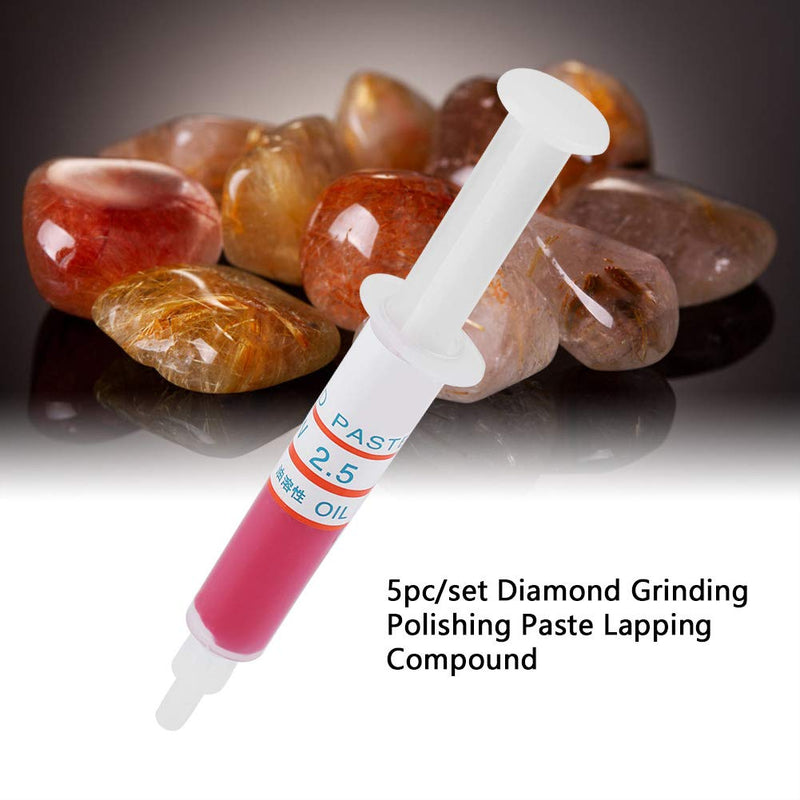 [Australia - AusPower] - Diamond Grinding Paste, Akozon 5 Pieces/Set Diamond Lapping Paste Polishing Paste Diamond Grinding Lapping Compound Compound Syringes (W2.5#4000) 