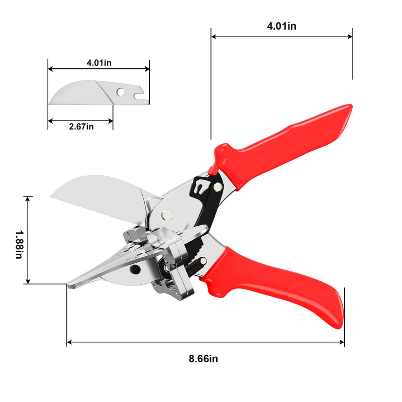 [Australia - AusPower] - GARTOL Ratchet Miter Shears for Angular Cutting Molding Crafting, Shoe Molding & Quarter Round Cutting Tool Miter Cutter, Adjust at 45-135 Degree Multi-Angle Cutter Hand Tool for Soft Wood, PVC, MDF 