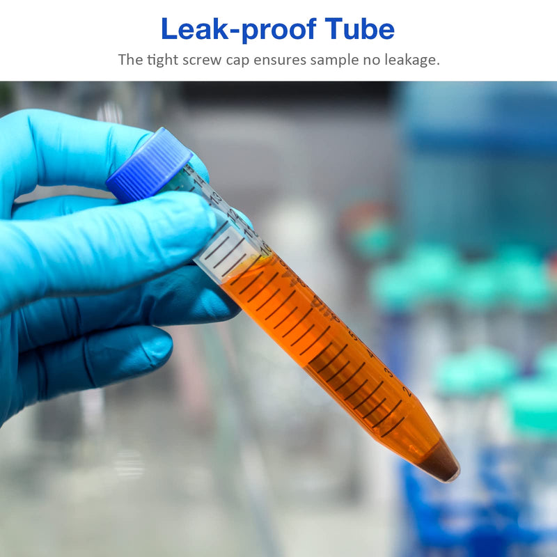 [Australia - AusPower] - SimPure Centrifuge Tubes 15mL, Conical Tubes Sterile 50 PCS, Polypropylene, Leak-Proof Screw Caps, Plastic Container with Graduated and Write Marks, Non-pyrogenic, DNase/RNase Free, Human DNA-Free 15mL-50Pcs 