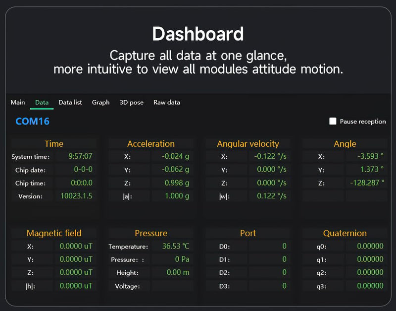 [Australia - AusPower] - [Arduino Acce Sensor+Inclinometer] WT1-IMU ICM42607 High Precision Dual-Axis Inclinometer Tilt Angle(X 180°, Y 90°) with Kalman Filter Low Power, 2-axis MPU6050 USB IMU AHRS Module 