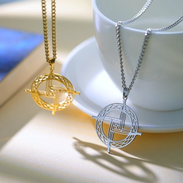 St Brigid's Cross Saint Bridget Necklace Traditional Irish Celtic Cross Pendant Amulet Christian Pagan Religious Jewellery Woman Man Gift gold