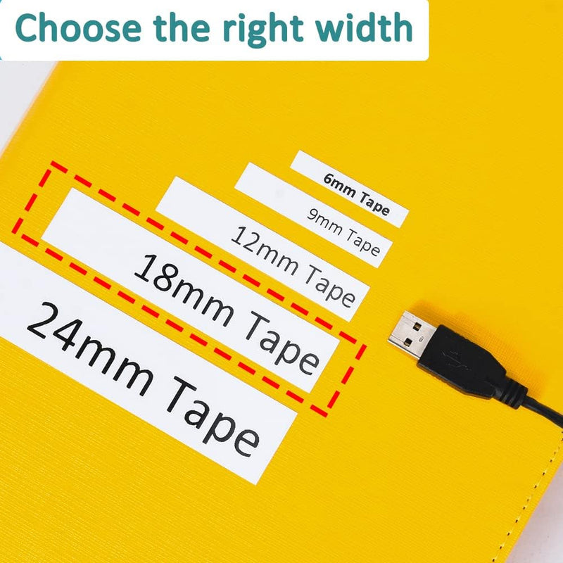 5-Pack 18mm 0.7 Laminated White Replacement for TZe Tz Tape Black on White Compatible for Brother Label Maker Tape TZe241 TZ-241 TZ241 3/4 Inch for Ptouch PT D400 D600 D610BT P710BT P750W 5