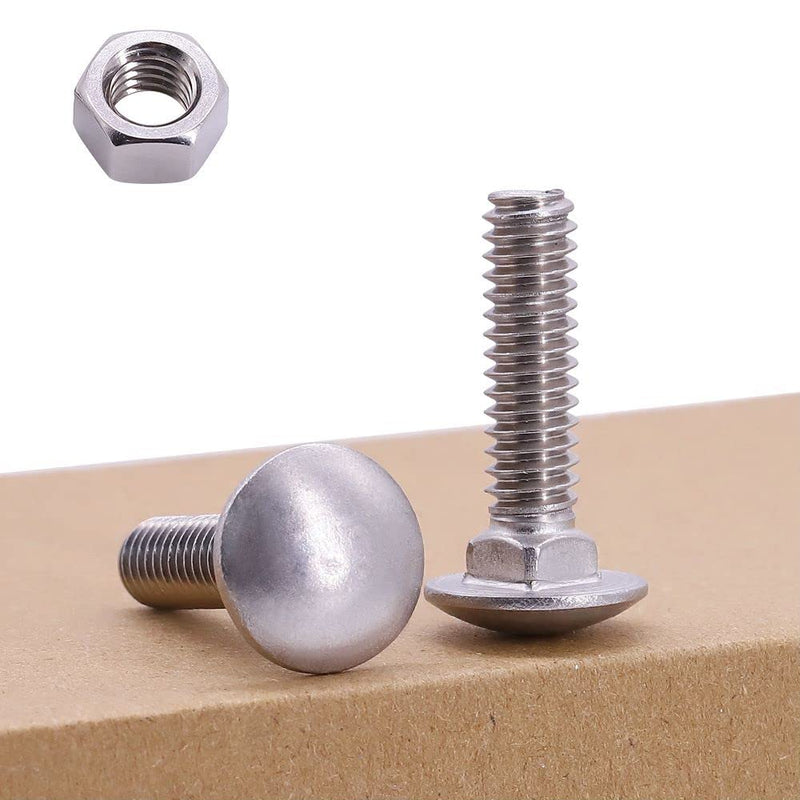 [Australia - AusPower] - M6-1.0 x 12mm (12 Sets) Carriage Bolt DIN603 with Hex Nut DIN934, Full Coarse Thread, 304 Stainless Steel 18-8, Round Head Square Neck Screws Coach Bolt M6-1.0 x 12mm 12 
