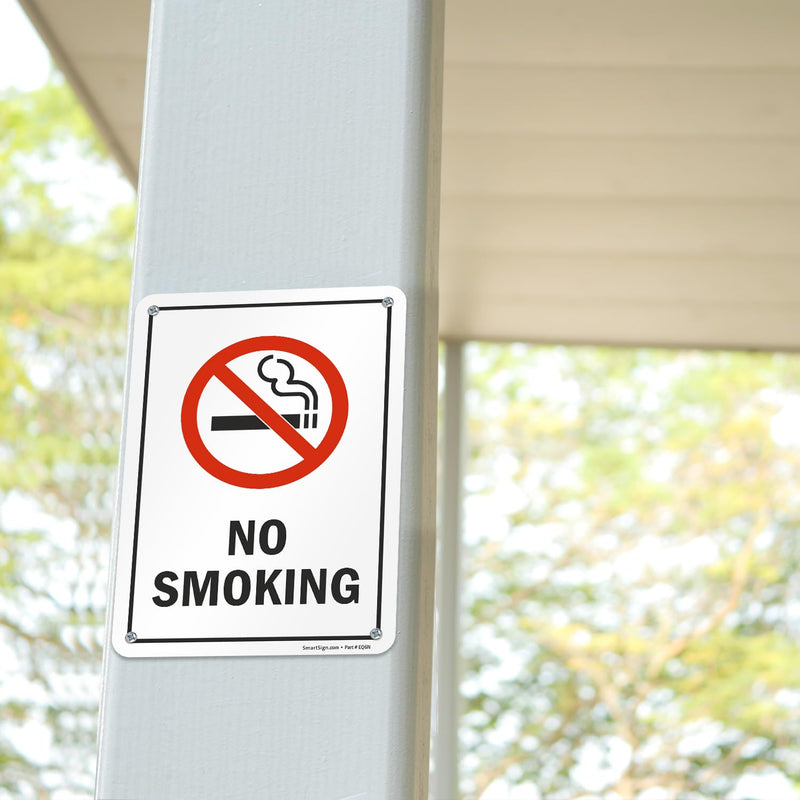 SmartSign No Smoking Sign (Pack of 4), 7 x 10 Inches, 40 Mil Aluminum, Laminated, Pre-drilled Holes, Made in USA 7" x 10" - Pack of 4