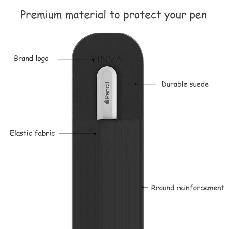 [Australia - AusPower] - YINVA Pencil Holder Compatible with Apple Pencil 2nd Generation and 1st Gen, Elastic Pencil Pouch Accessories Design for iPad and Stylus (Black) Black 