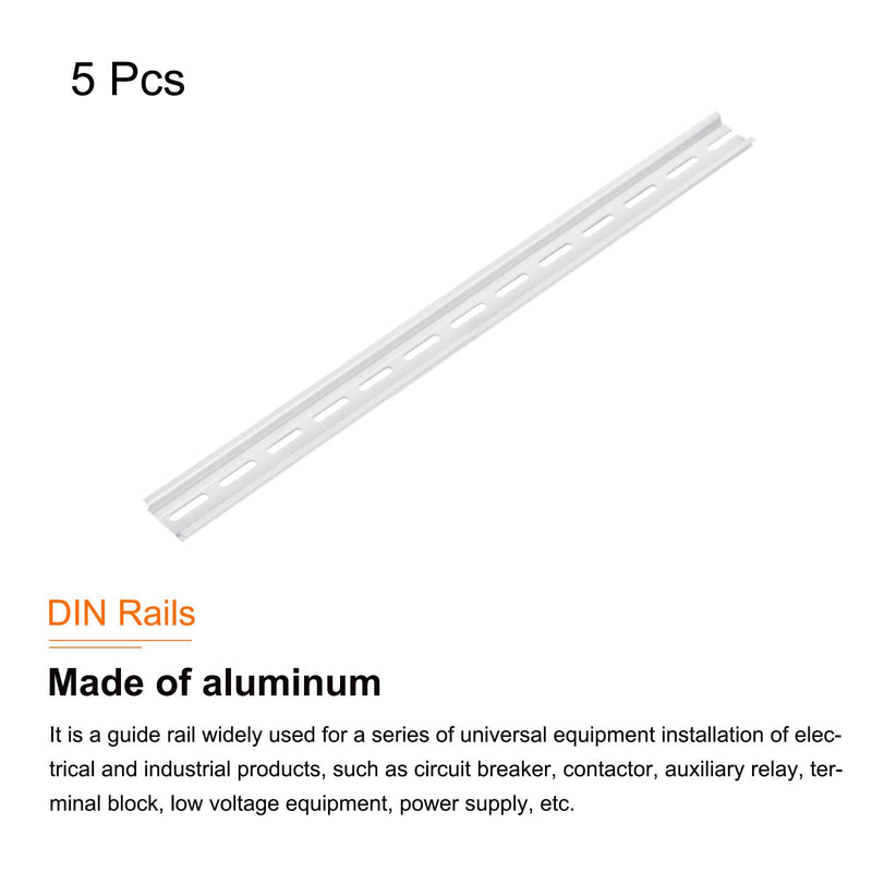 [Australia - AusPower] - MECCANIXITY DIN Rail Slotted Aluminum Mounting Guide 16 Inch x 1.4 Inch x 0.3 Inch for Equipment Installation Pack of 5 Pcs 