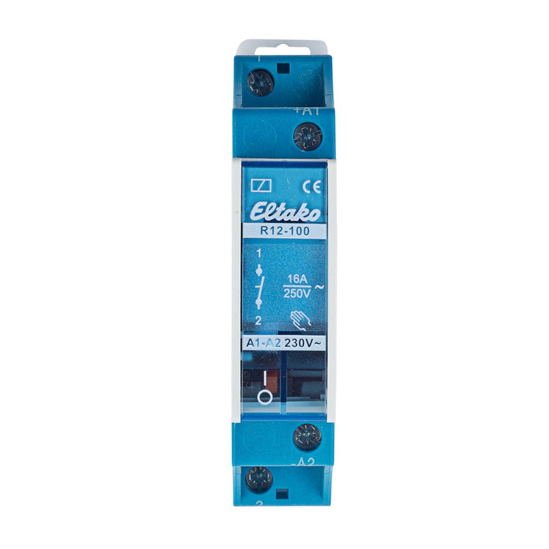 Eltako R12-100-230V Electric Switch Relay, Operation with 230 Volt Coil Voltage, Switching Capacity up to 250 Volts 16 Ampère, Item 22100030