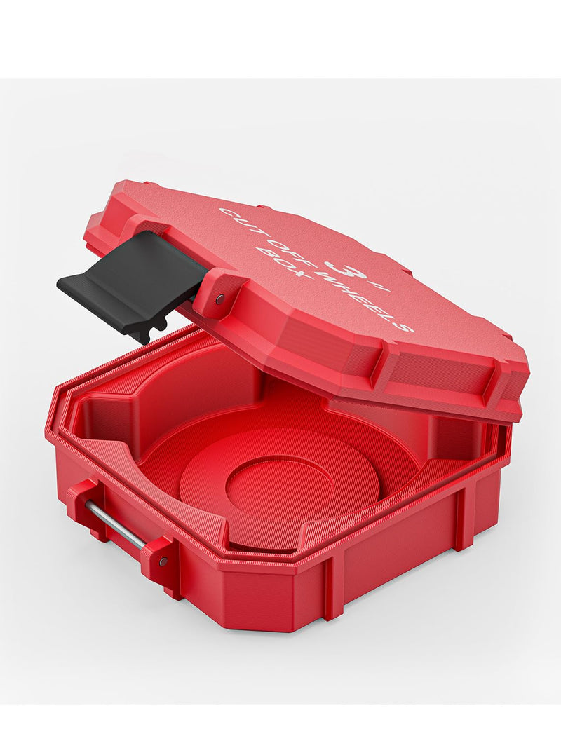 [Australia - AusPower] - 3'' Angle Grinder Cutting Blade Storage Box, Red Portable Wheel Organizer Case 