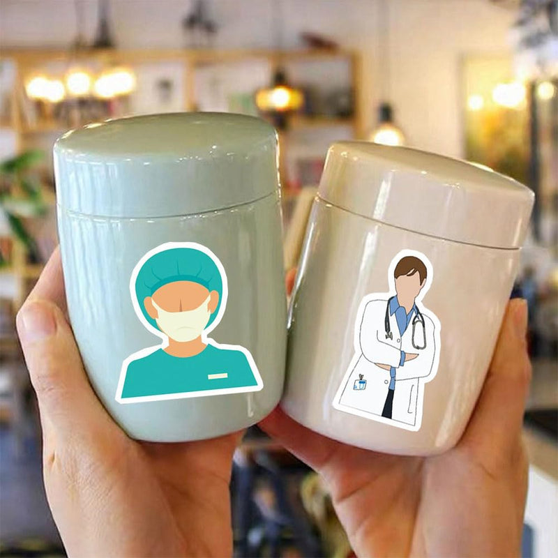 Medical Nursing Stickers |50Pcs Hospital Doctor Nurse Waterproof Vinyl | Removable Reusable Peel & Stick Decals Decoration for Water Bottles Bicycle Laptop Luggage Mobile Phone Skateboard Guitar Medical Nursing