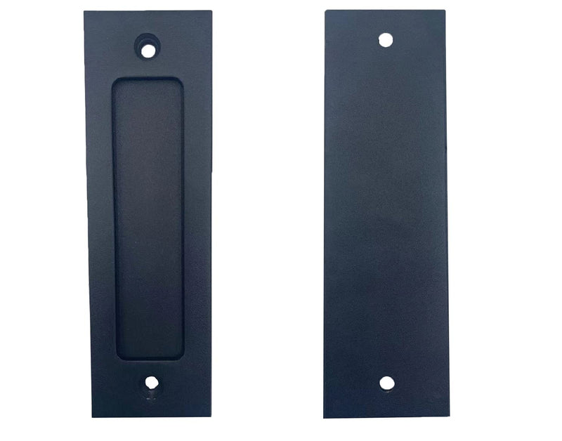 4pcs Running Black 6 inch Sliding Barn Door Finger Pull Set | Heavy Duty Modern Simple Invisible Handle| with Flat Bottom Easy to Install 4