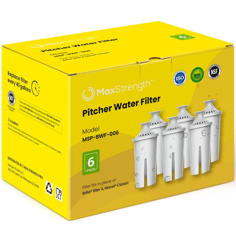 [Australia - AusPower] - Water Filter Replacement for Brita® Pitchers & Dispensers, Classic OB03, Mavea® 107007, 35557 & More, NSF Certified Water Pitcher Filter, 1 Year Supply, Fits Brita & Mavea, 6 Count 