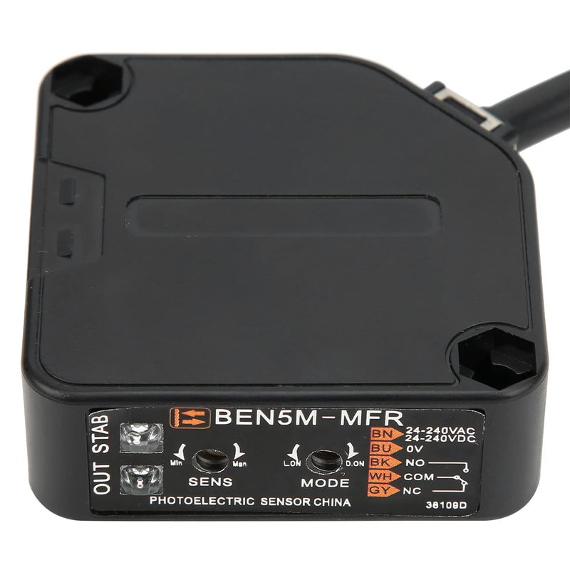[Australia - AusPower] - Photoelectric Sensor Switch, AC 24-240V BEN5M-MFR Photoelectric Beam Sensor with 5 Meter 197" Detection Distance, for Light Door Industrial Factory Garage Applicable to All Objects 