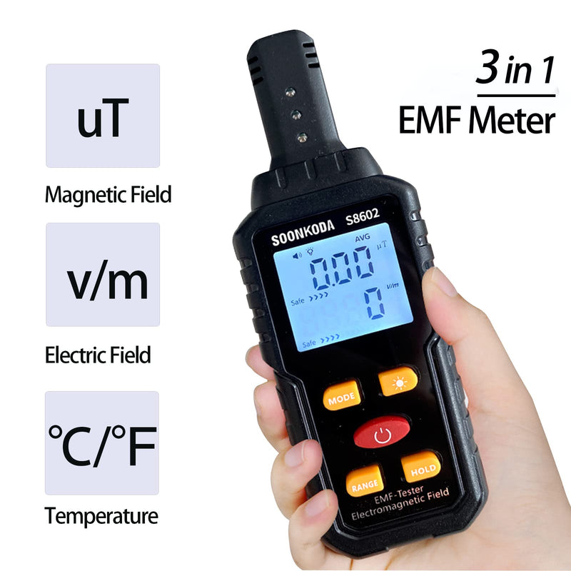 [Australia - AusPower] - 3 in 1 EMF Meter,EMF Reader,Electromagnetic Field Radiation Detector,EMF Tester for Home,EMF Detector with sound light alarm,Ghost Hunting Equipmetent 