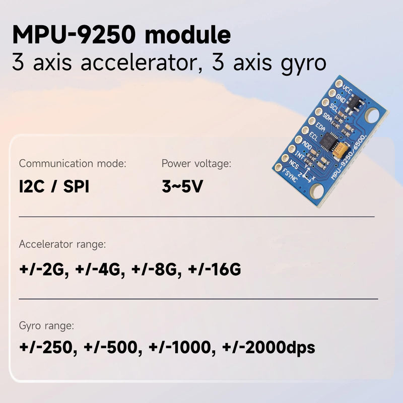 [Australia - AusPower] - MPU9250 GY-9250 Acceleration Gyroscope Sensor, 6-Axis 16 Bit Six-axis Acceleration Magnetic Sensor Module IIC/SPI for Arduino 