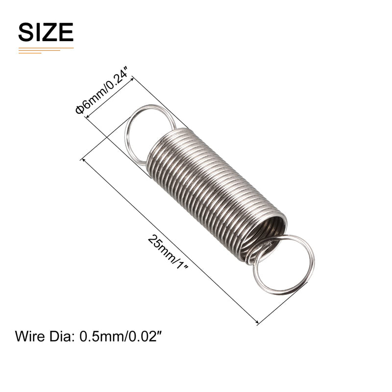 [Australia - AusPower] - 0.5x6x25mm(WxODxL) Extension Spring - 20Pack - Good for Home Repair Machinery - Metal Extended Compressed Spring - Silver 0.5x6x25mm 