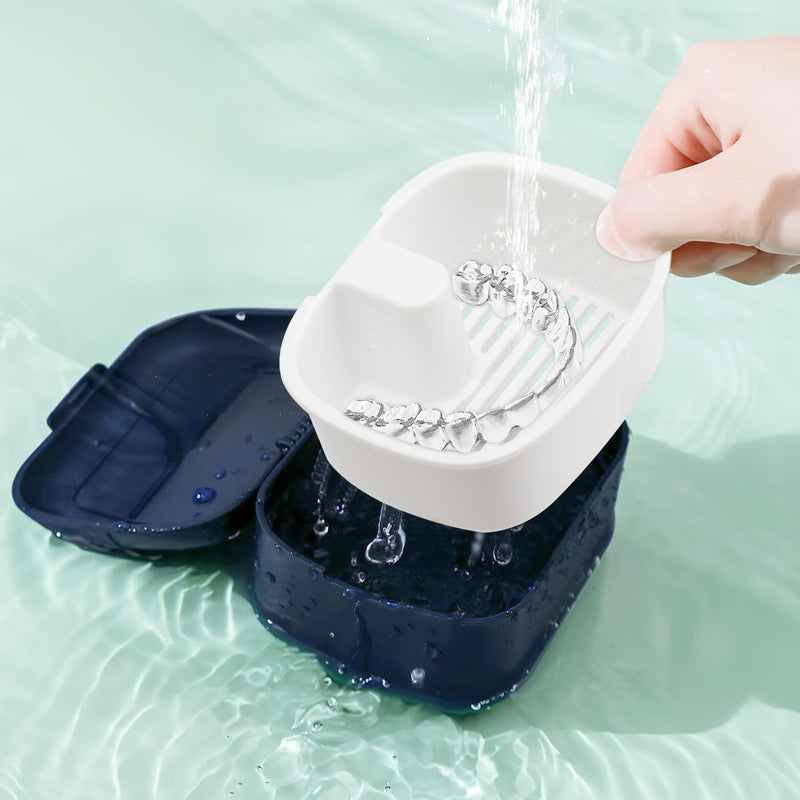 Braces Box with Strainer, Portable Denture Box Cover, Double Layer Hollow Drain, Invisible Braces, Storage Box, Clamp Box, Double Layer Hollow Drain