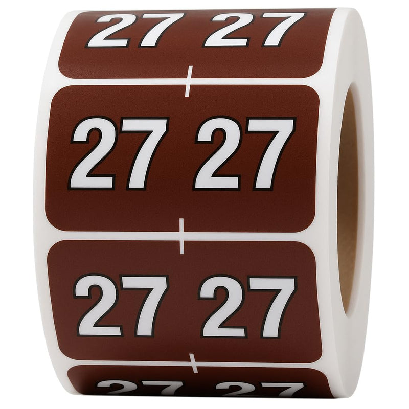 Barkley Compatible Filing Medical Healthcare Labels – Brown 1 x 1.5 Inch Adhesive Stickers, Year 2027, 500 Total Labels Per Roll for Medical Records, Charts, and Office Filing – Made in the USA