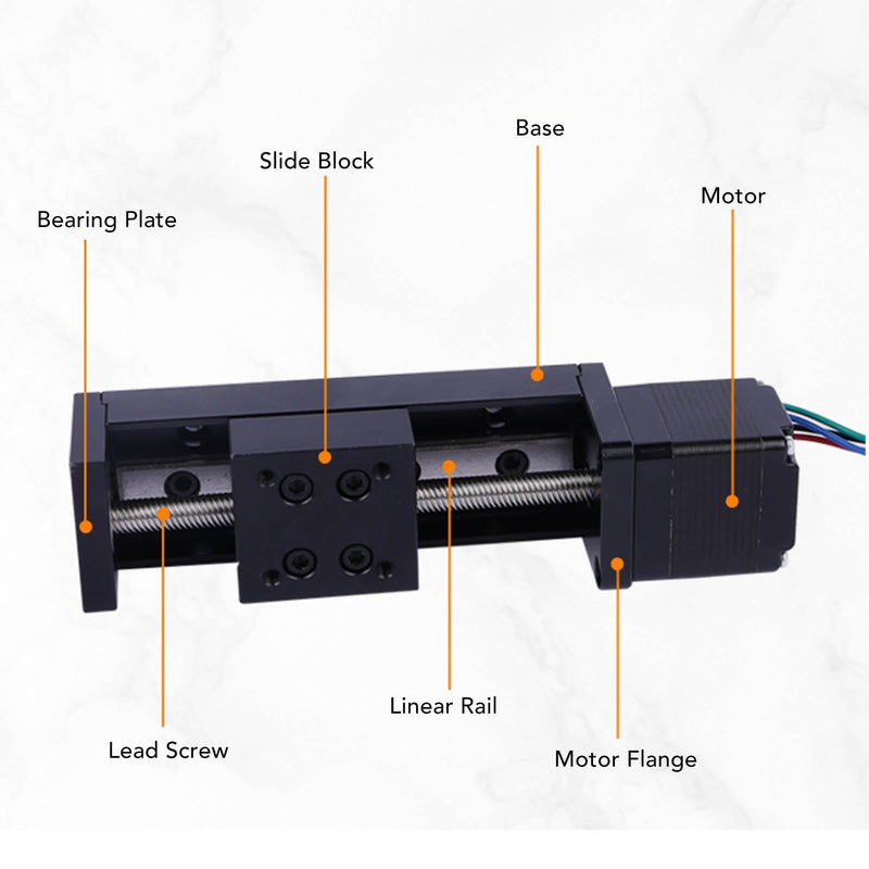 28 Stepper Motor Mini Linear Rail Slide Actuator, 50mm Stroke, X Y Z Stage with T Screw Rod, DIY CNC Router Parts
