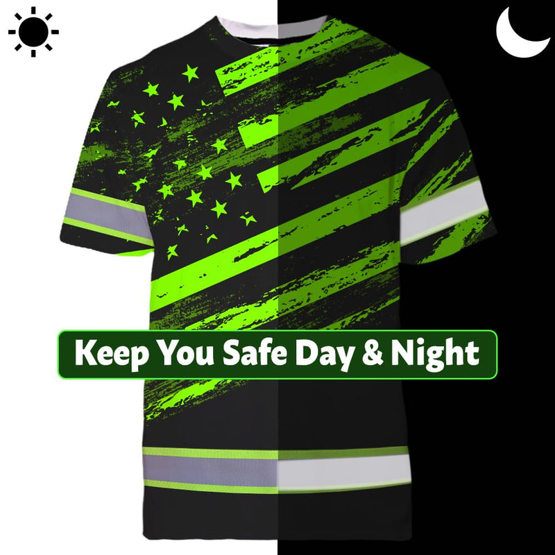 BRIGHTGUARD, High Visibility Shirts for Men Class 3, Short Sleeve Reflective Safety Shirts Medium Color 1