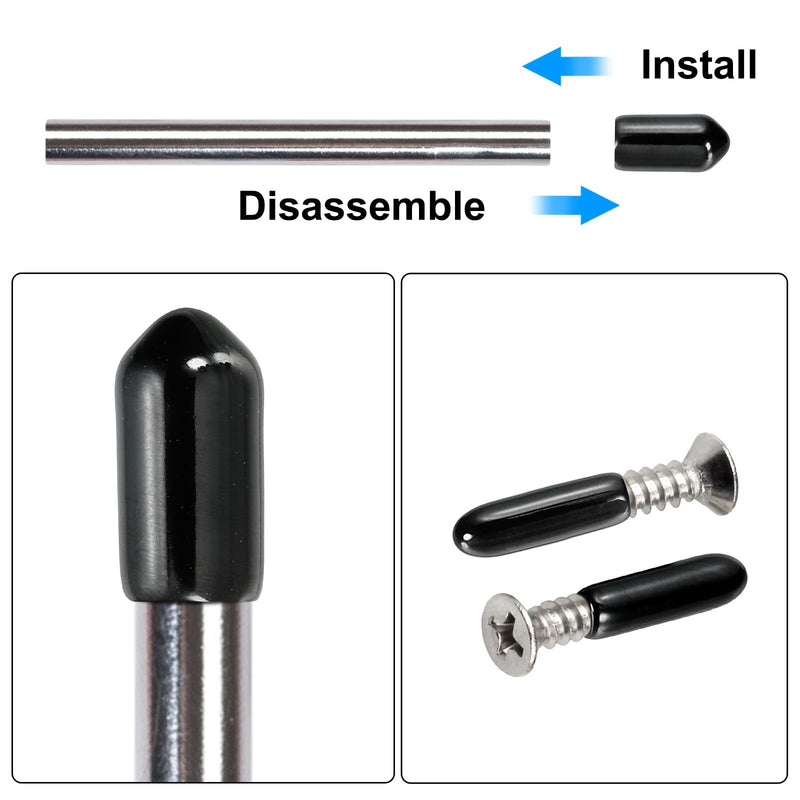 [Australia - AusPower] - PATIKIL 3.5MM Vinyl Rubber End Caps, 120 Pack Flexible Bolt Screw Covers Caps Round Thread Protector Caps for Metal Tubing Rod Bolts, Black 