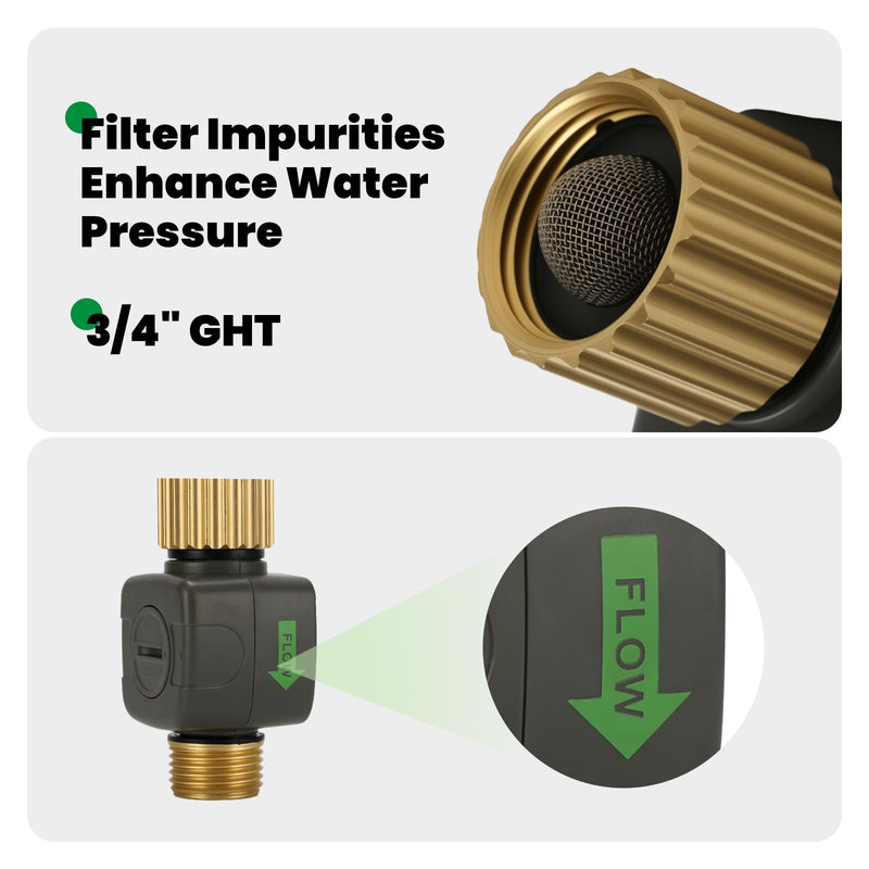 [Australia - AusPower] - Watflow 3/4"Water Flow Meter with Water Nozzle Kit,4 Modes Change, Measure Gallon/Liter Consumption for Garden Hose, RV Water Tank, Lawn Sprinkler, and Nozzle Sprayer 