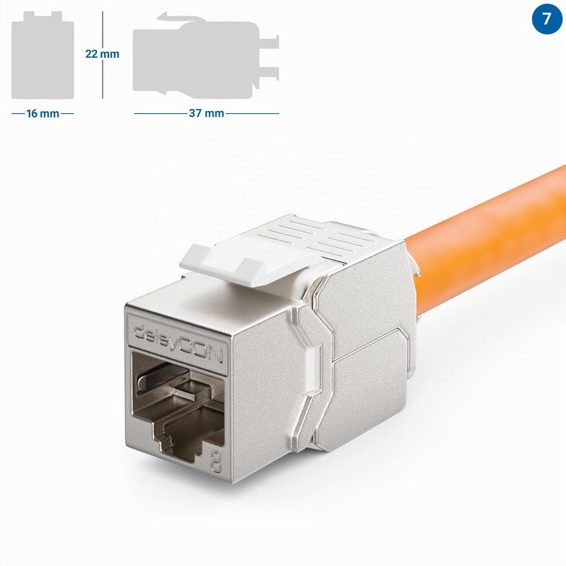 deleyCON CAT 8 Keystone Jack Module RJ45 STP Connector Pack of 12 | Patch cable network cable, ideal for CAT8 CAT7 CAT7a, STP shielding, RJ45 socket, patch panel, keystone holder, extension 12 pieces
