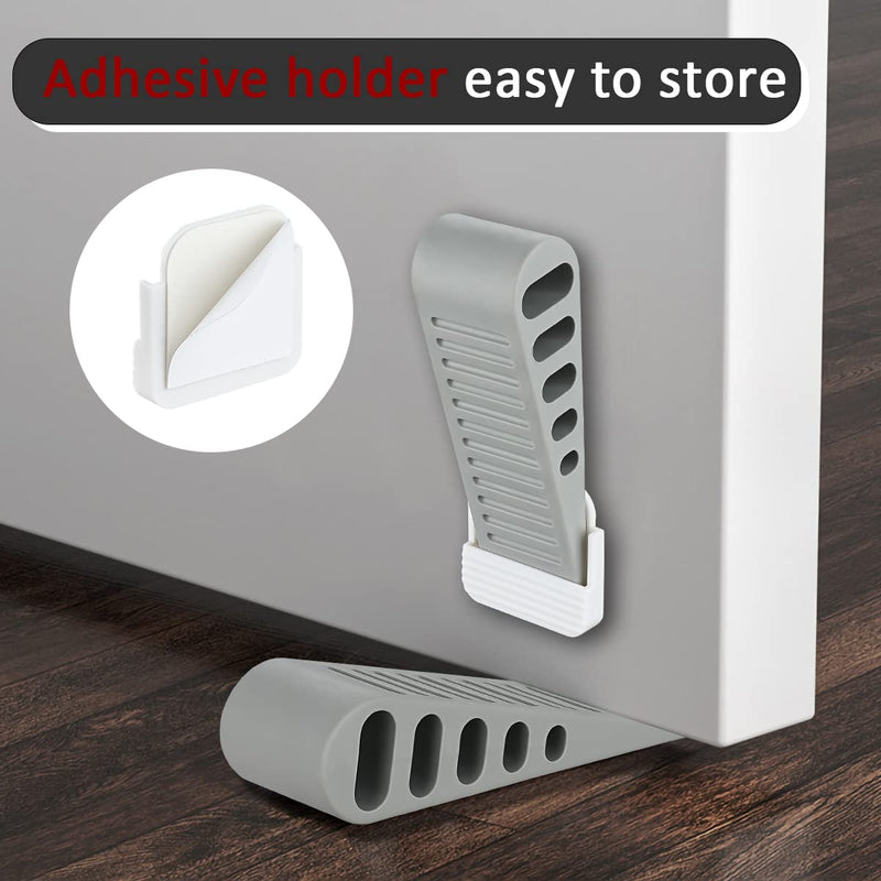 [Australia - AusPower] - JQK Rubber Door Stopper Wedge, Grey 2 Pack Soft TPR Premium Door Stops for Bottom of Heavy Duty Door on Tile, Concrete, Carpet, Wooden Floor, DSB61-GY-P2 Gray 