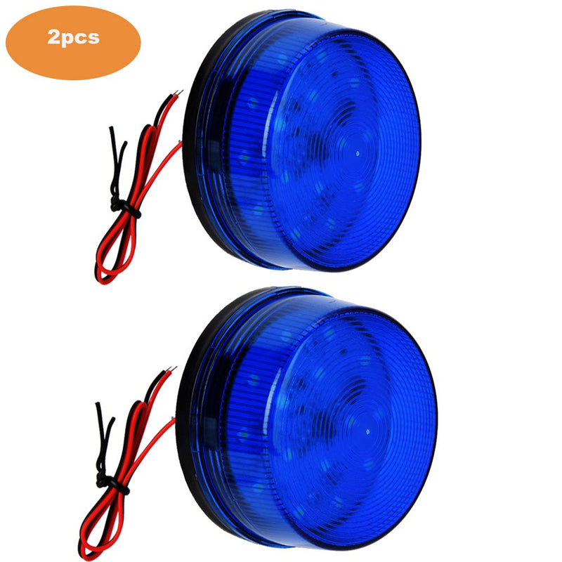 [Australia - AusPower] - Blue Strobe Beacon Light,Lelukee 2pcs DC 12V Flashing Light Rainproof Blue Led Alarm Signal for Field Work Snowplow Outdoor Work Home Security System Etc. (Blue) 