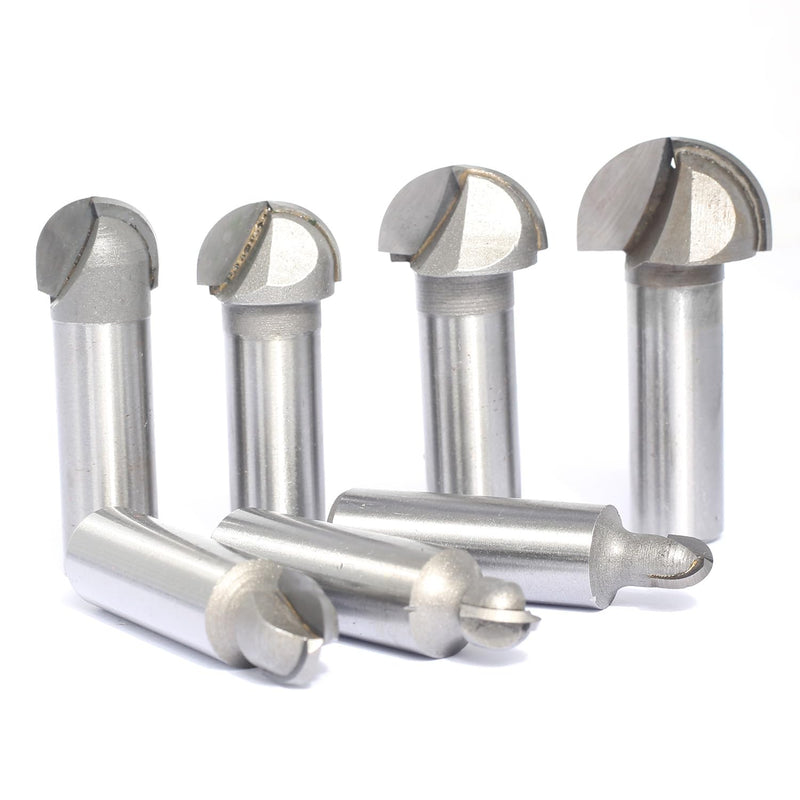 7pcs Core Box Router Bits Set 1/2 Inch Shank,Cove Box Bits 5/16",3/8",1/2",5/8" 3/4",7/8" and 1" CD,Round Nose Cutter for Wood Roundnose/Roundover Grooving,Veining,Engraving,Plunging 7Pcs Core Box