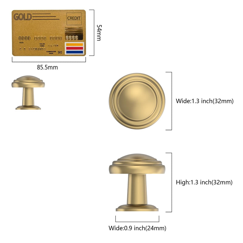 Amerdeco 10 Pack Champagne Bronze Cabinet Knobs Single Hole Cabinet Pulls 1 Inch Drawer Knobs for Bathroom Cabinets ZH0086 1" Single Hole