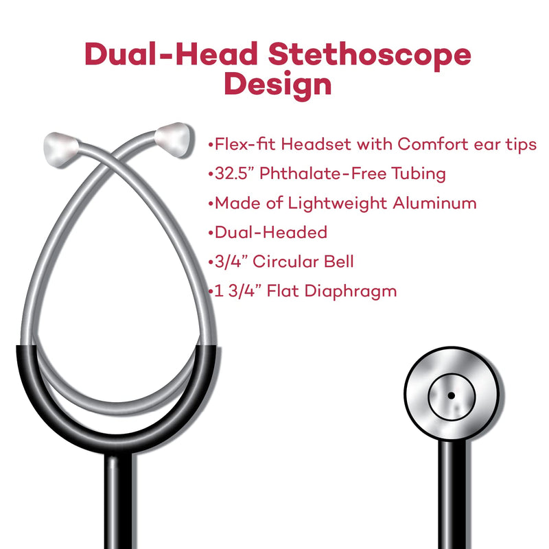 [Australia - AusPower] - Dealmed General Exam Stethoscope – Professional Economy Dual-Head Medical Stethoscope with Lightweight Chestpiece, Flexible 32” Tubing & Comfort Eartips (Light Blue) Light Blue 