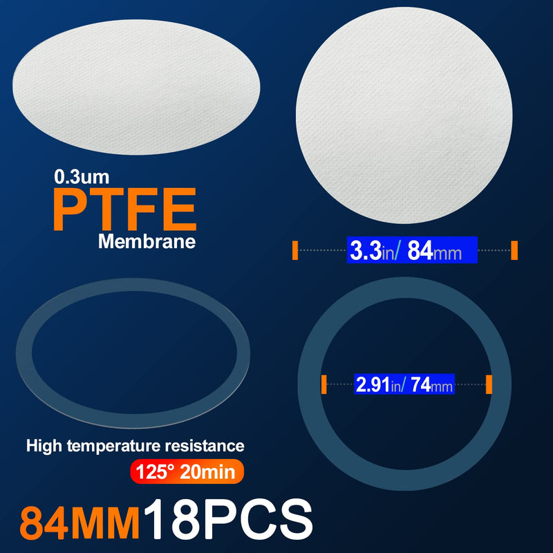 [Australia - AusPower] - Synthetic Filter Paper Stickers, 82mm 0.3μm PTFE Filter Disc Strong Adhesive Wide Mouth Mason Jar Lids Mushroom Growing (Pack of 18) 