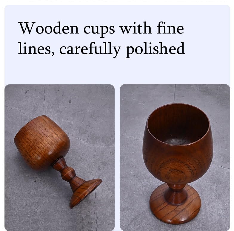 5 Packs Vintage Wooden Wine Goblet Wooden Cups for Drinking 5.07 oz Chalice Goblet Wine Glass