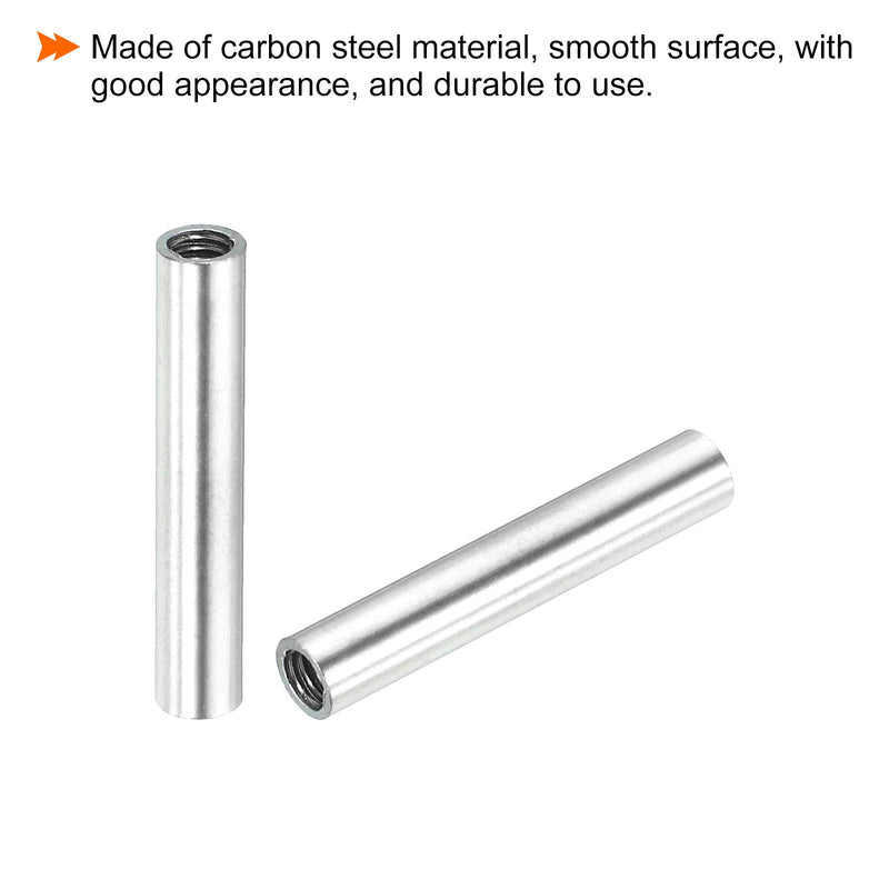 MECCANIXITY Round Coupling Nut, M4x0.7mm Female Thread 30mm Threaded Round Sleeve Connector Rod Bar Stud Tube Nut Hardware Fastener, Silver Pack of 20