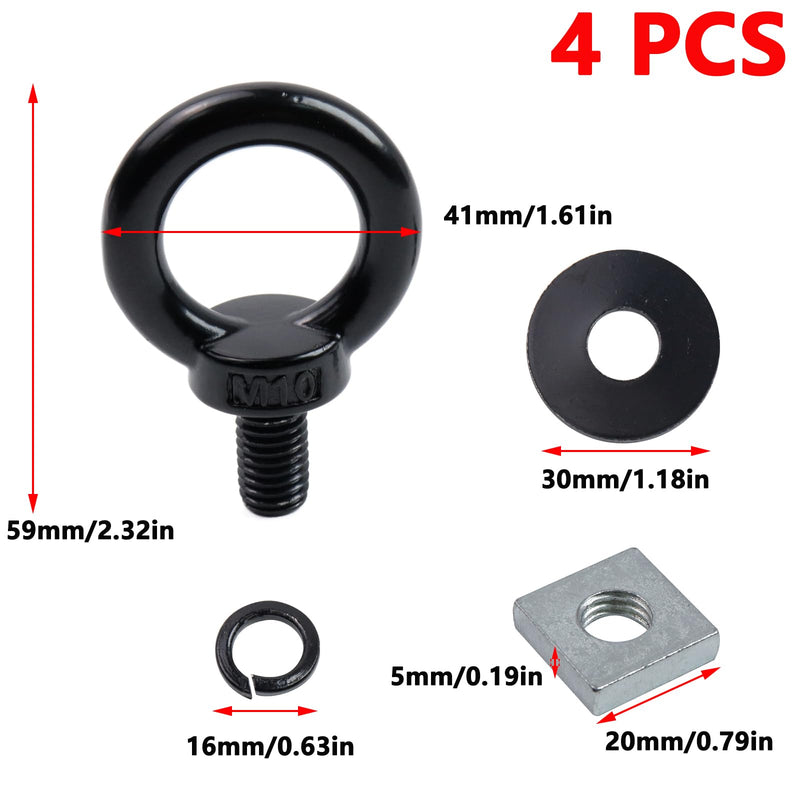 [Australia - AusPower] - Antrader T Track Mount Tie Down Anchor for Roof Rack,4 Sets M10 T Track Bolts 304 Stainless Steel Roof Rack T Bolts Nuts and Lifting Eye Bolts T Slot Bolts Anchoring Kit M10-Black 