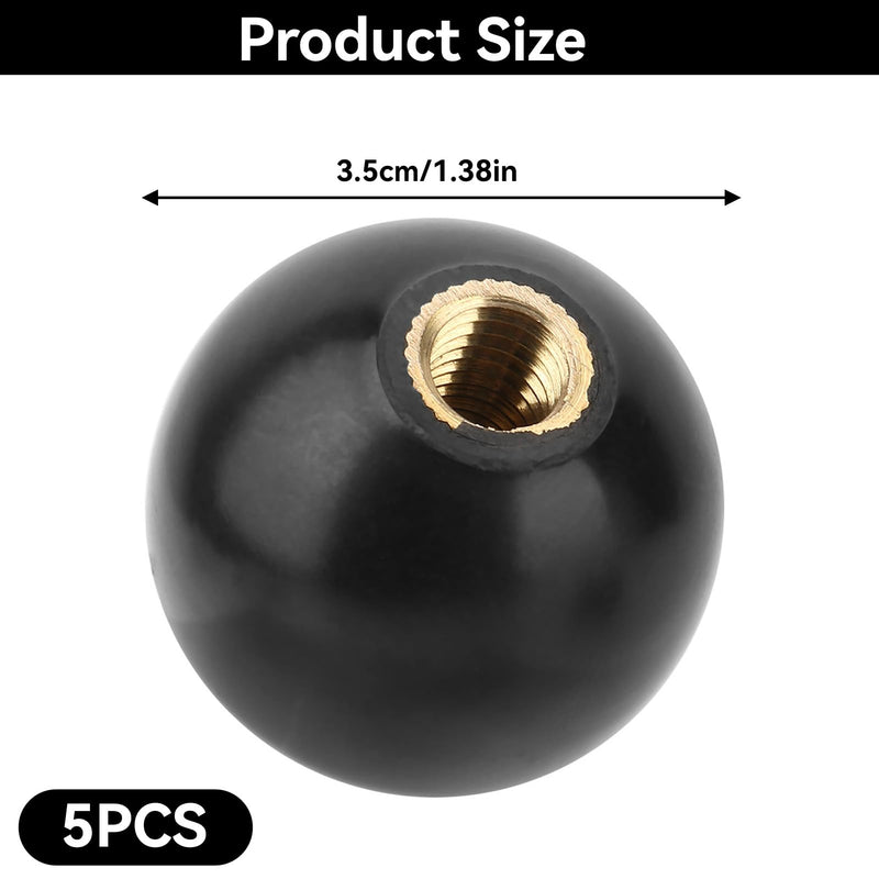 [Australia - AusPower] - M10 Female Threaded Ball Knob, 5Pcs 35mm Engineering Plastic Ball Lever Knob Lathe Tractor Machine Handle Replacement Universal Ball Knob Screw in Knobs Round Knob Easy Press(Black) 