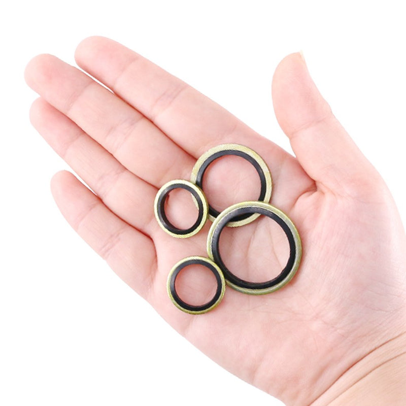 [Australia - AusPower] - Hilitchi 180-Pcs Metric Dowty Bonded Seal Oil Washer Assortment Kit - 10-SIZE: M6 to M24 gold 