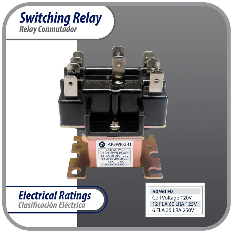 [Australia - AusPower] - Appli Parts APSWR-341 90-341,110 VAC, General Purpose Switching Relay,DPDT, for HVAC Applications and Other General Electrical installations Replaces APSR-341 