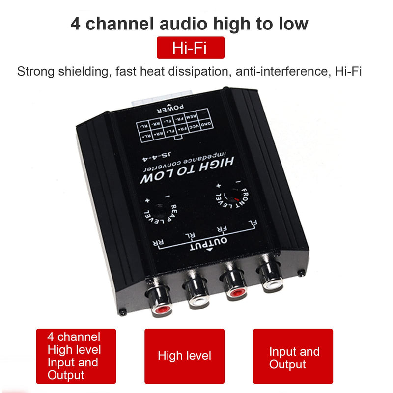 [Australia - AusPower] - Audio Converter, 4 Channel Audio Impedance Converter High Low R CA Line Car Stereo Radio Speaker Frequency Filter for Car Power Amplifier 