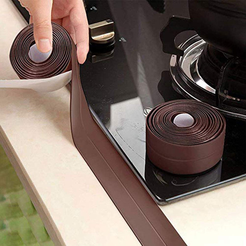 2 Pack Caulk Strip Sealing Strip PE Self Adhesive Waterproof Tape for Bathtub Bathroom Shower Toilet Kitchen and Wall Sealing 11 Ft Length (Brown Tape) Brown Tape