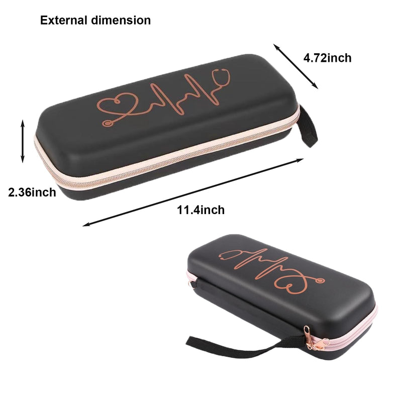 [Australia - AusPower] - Stethoscope Case for 3M Littmann Stethoscope and for MDF Stethoscopes, Stethoscope Accessories, Extra Room for Medical Bandage Scissors and LED Penlights（Black） Black 