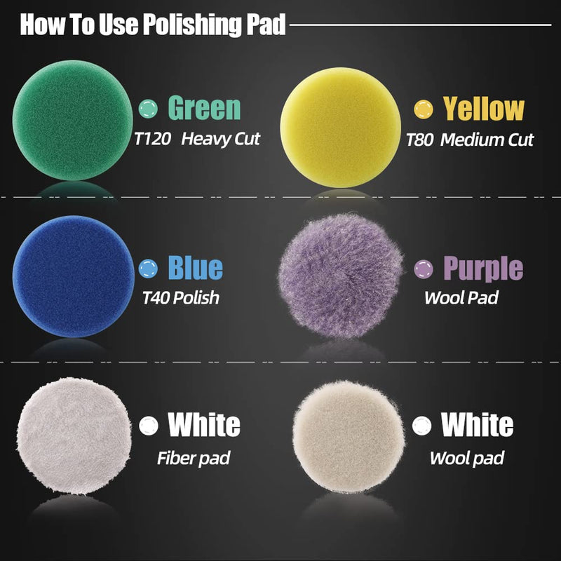 [Australia - AusPower] - SPTA Mini Polishing Pads Set, 21 Pcs 2 inch/50mm Sponge Polishing Pads and Wool Buffing Pads, Car Foam Detail Polishing Pad Kit Mix Color for Car Detail Polishing and Waxing, Small Area Polishing 2inch(50mm) 21Pcs Mini Polishing Pads Sets 