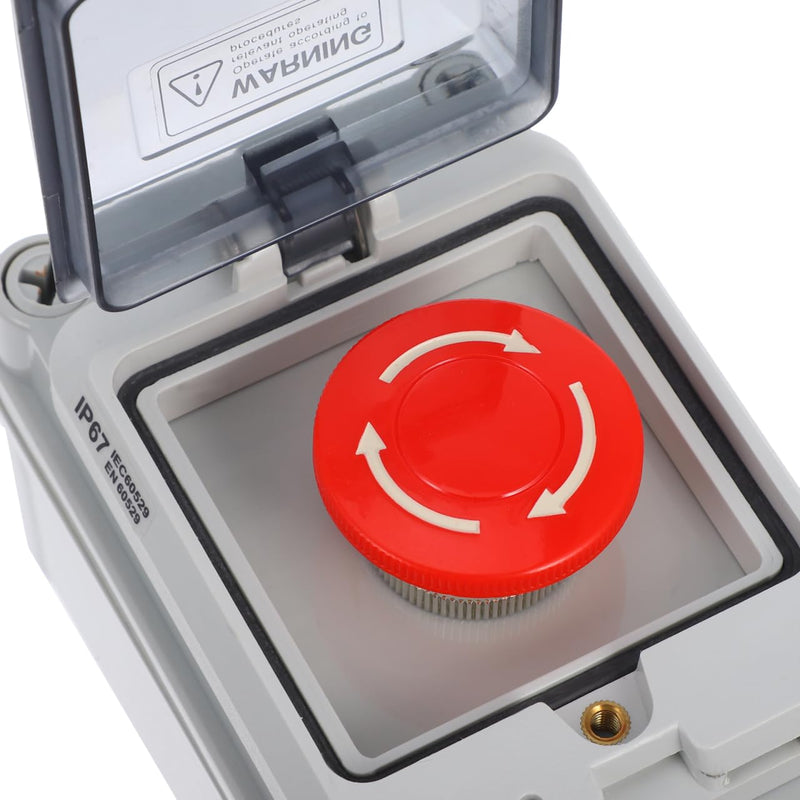 [Australia - AusPower] - SOLUSTRE Waterproof switch box with emergency stop button and control button for outdoor use, multifunctional push button for emergency stop and start, easy installation, robust materials 