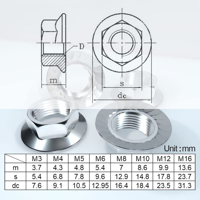 [Australia - AusPower] - M10x1.25 Flange Small Pitch Serrated Nut 15PCS ROARADE Hex 304 Stainless Steel Nut (M10x1.25 304 15 PCS) M10x1.25 304 15 PCS 